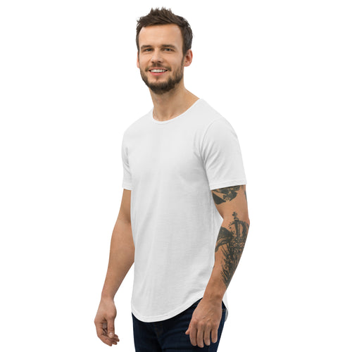Meakai | Basic White Tee | Men's Curved Hem T-Shirt